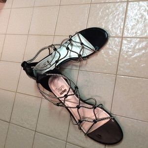 black and white sandals